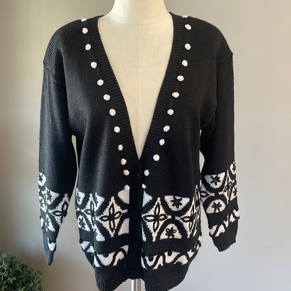 VINTAGE Jantzen woman’s embroidered knit sweater cardigan popcorn accent XL - Picture 1 of 12